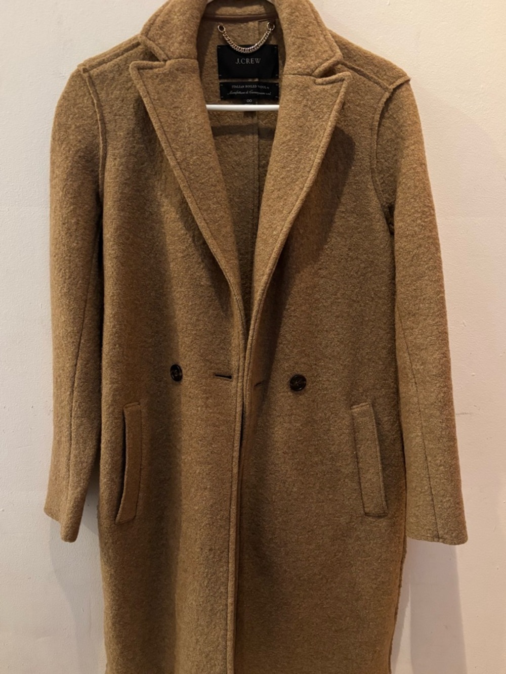 J. Crew Camel Wool-Blend Knee-Length Trench Coat